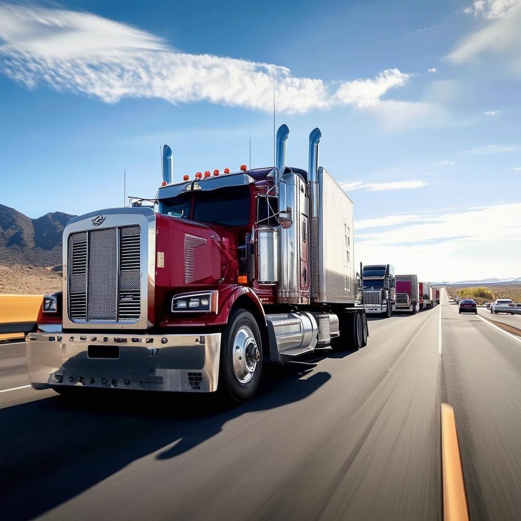 Big Rig trucks on the highway