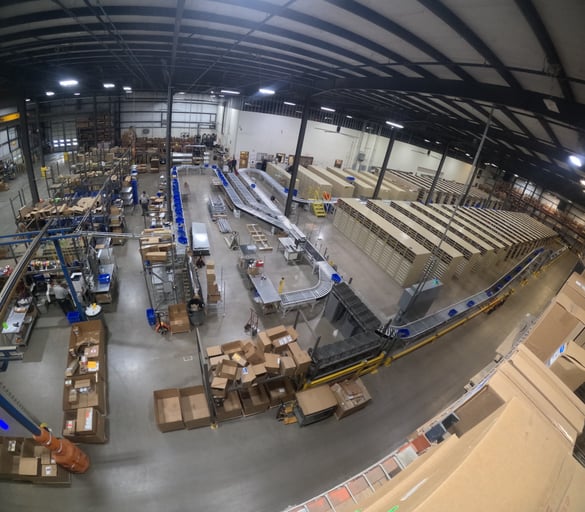 View of Bellefonte Warehouse with new conveyor system.