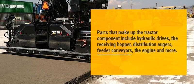 Asphalt paving machine operating in cargo yard