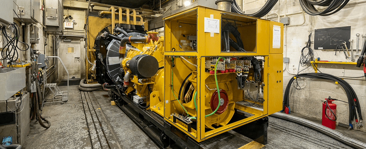 A mobile generator on a work site ready for operation